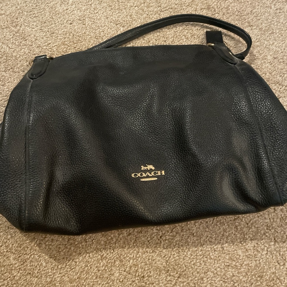 Coach Black Shoulder Bag with Gold Hardware